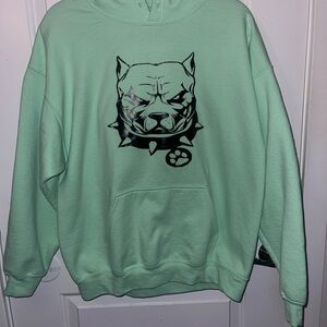 Mint Green Bulldog Graphic Hoodie